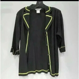 Misook Women's Black Cardigan Blazer Jacket Size M Button-Down Trim